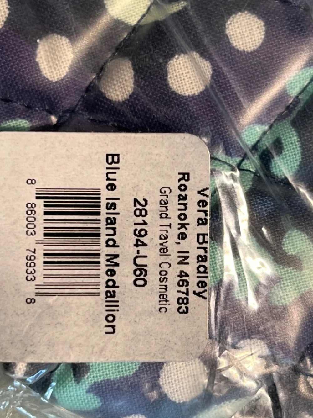 Vera Bradley Grand Travel Cosmetic in Blue Island Medallion NWT